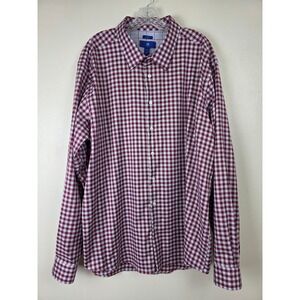 Egara Dress Shirt Mens 3XLT Red Gingham Checkered Slim Fit Non Iron Long Sleeve